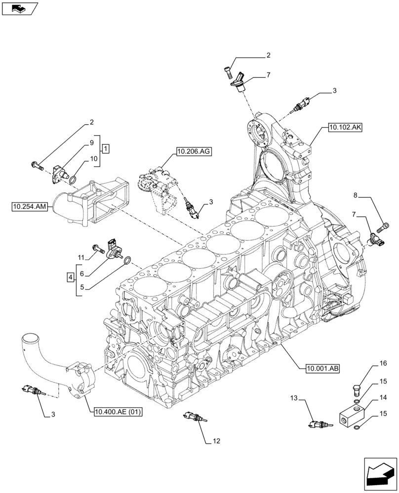 Схема запчастей Case IH F2CFA613A G001 - (55.015.AC) - ENGINE, SENSOR (55) - ELECTRICAL SYSTEMS