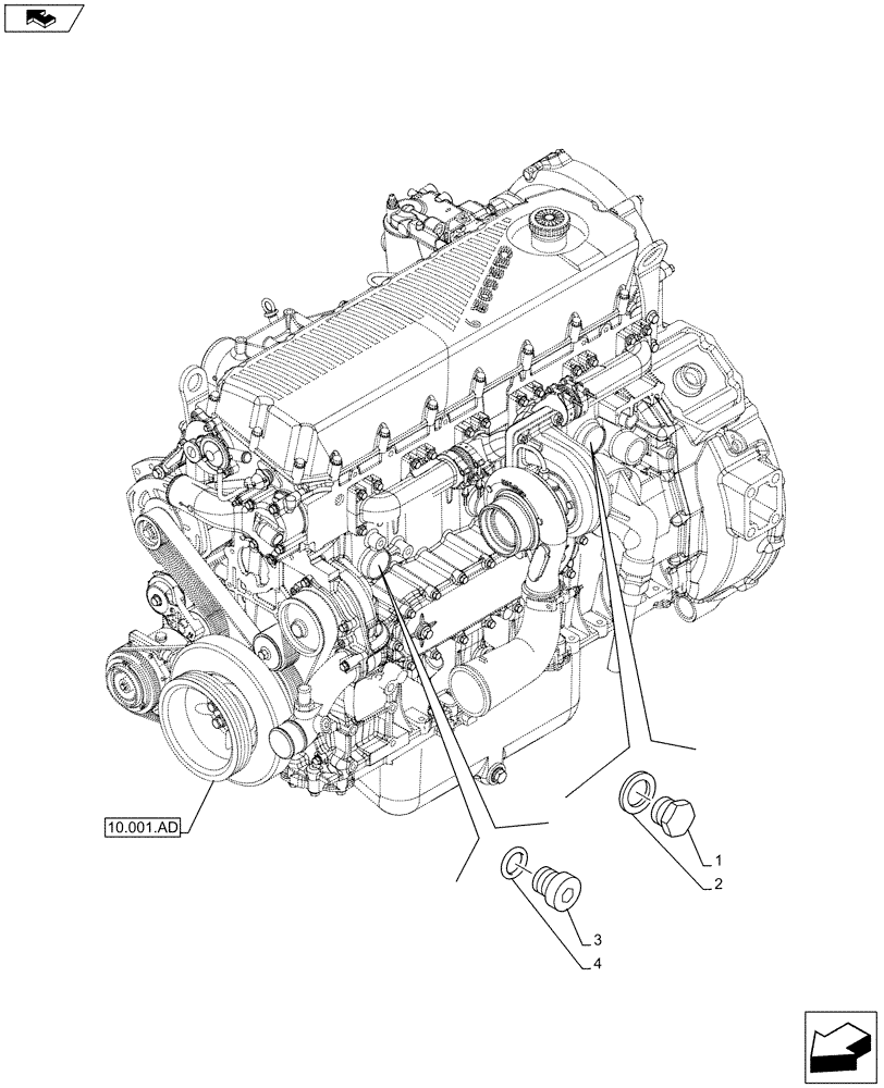 Схема запчастей Case IH F2CFE613A B004 - (10.408.AA) - OIL COOLER, SUPPLY, CONNECTING (10) - ENGINE