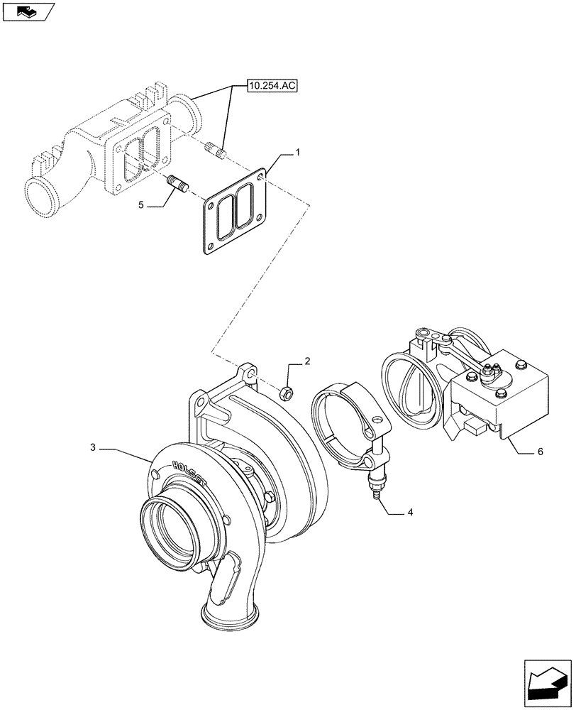 Схема запчастей Case IH F2CFE613A B005 - (10.250.AC) - TURBOCHARGER (10) - ENGINE