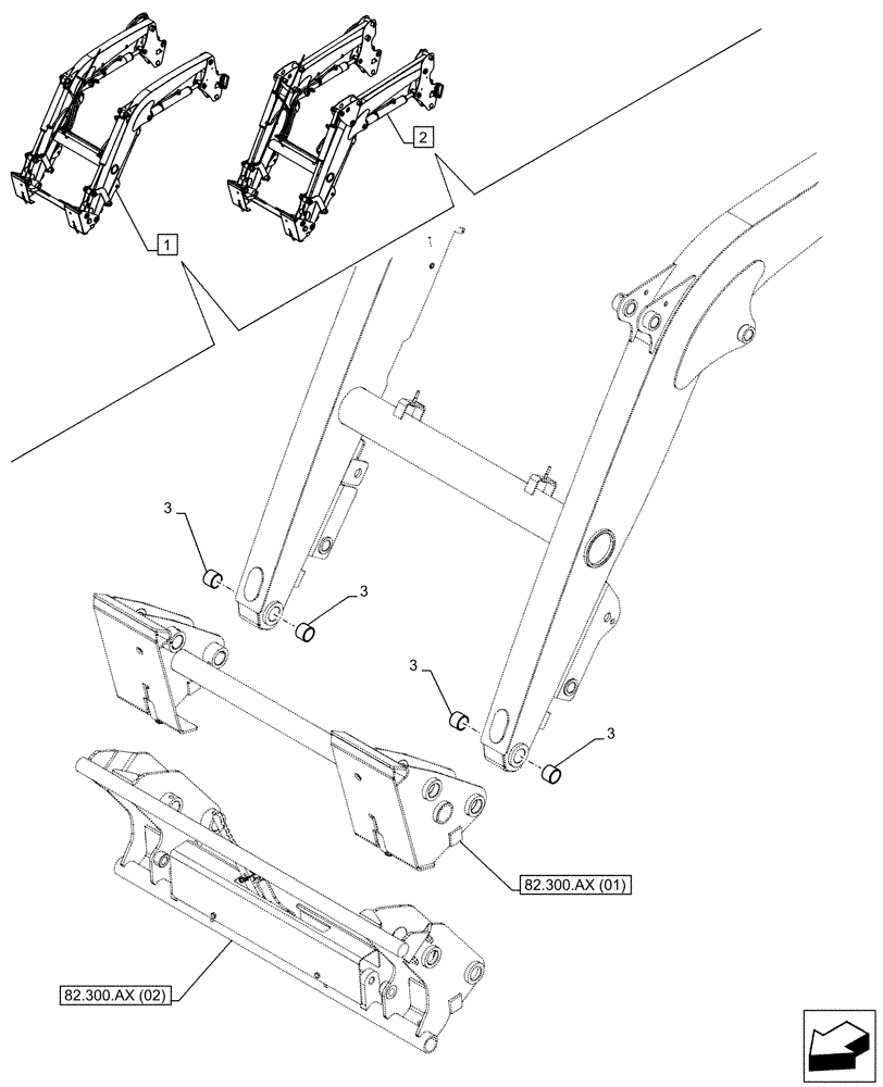 Схема запчастей Case IH FARMALL 65C - (82.300.AB[01]) - VAR - 333489, 334489, 335489, 339489, 336732, 336734, 336736, 336914 - LOADER BUCKET, BUSHING (82) - FRONT LOADER & BUCKET