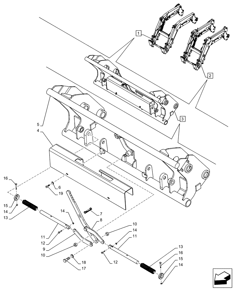 Схема запчастей Case IH FARMALL 75C - (82.300.AX[02]) - VAR - 336734, 336736 - LOADER BUCKET, QUICK COUPLER ("EU" TOOL ATTACHMENT) (82) - FRONT LOADER & BUCKET