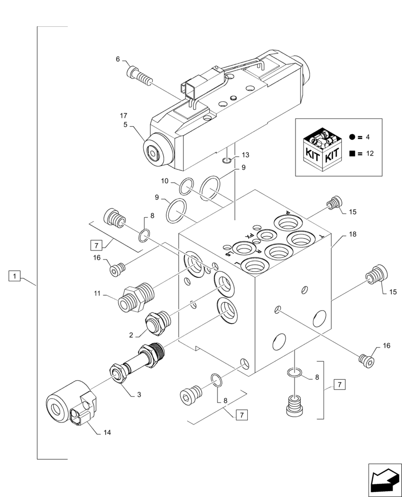 Схема запчастей Case IH MAGNUM 235 - (41.432.AE[02]) - VALVE ASSY - AUTOGUIDANCE - HIGH FLOW (41) - STEERING