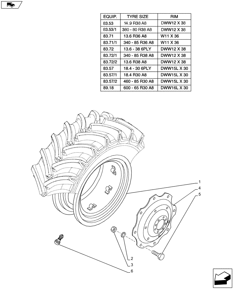 Схема запчастей Case IH FARMALL 115U - (44.520.AB[02]) - WHEEL - REAR - END S/N ZCJR23172 (44) - WHEELS