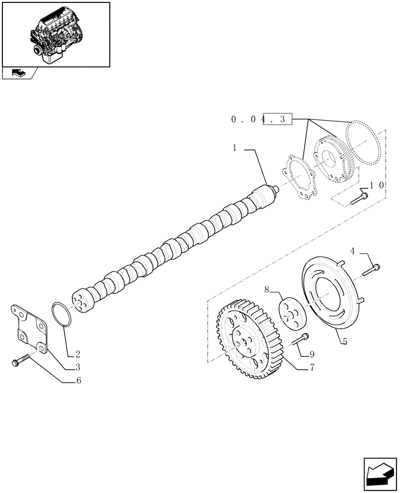 Схема запчастей Case IH F3CE0684A E001 - (0.12.5) - CAMSHAFT (504053624) 