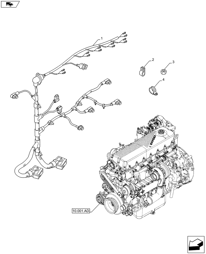 Схема запчастей Case IH F2CFA613C G001 - (55.010.AA) - ENGINE, ENGINE (55) - ELECTRICAL SYSTEMS