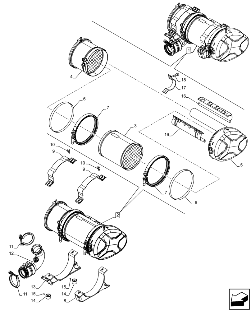 Схема запчастей Case IH FARMALL 95C - (10.254.AI[01]) - VAR - 391013 - EXHAUST SYSTEM, MUFFLER, COMPONENTS (10) - ENGINE