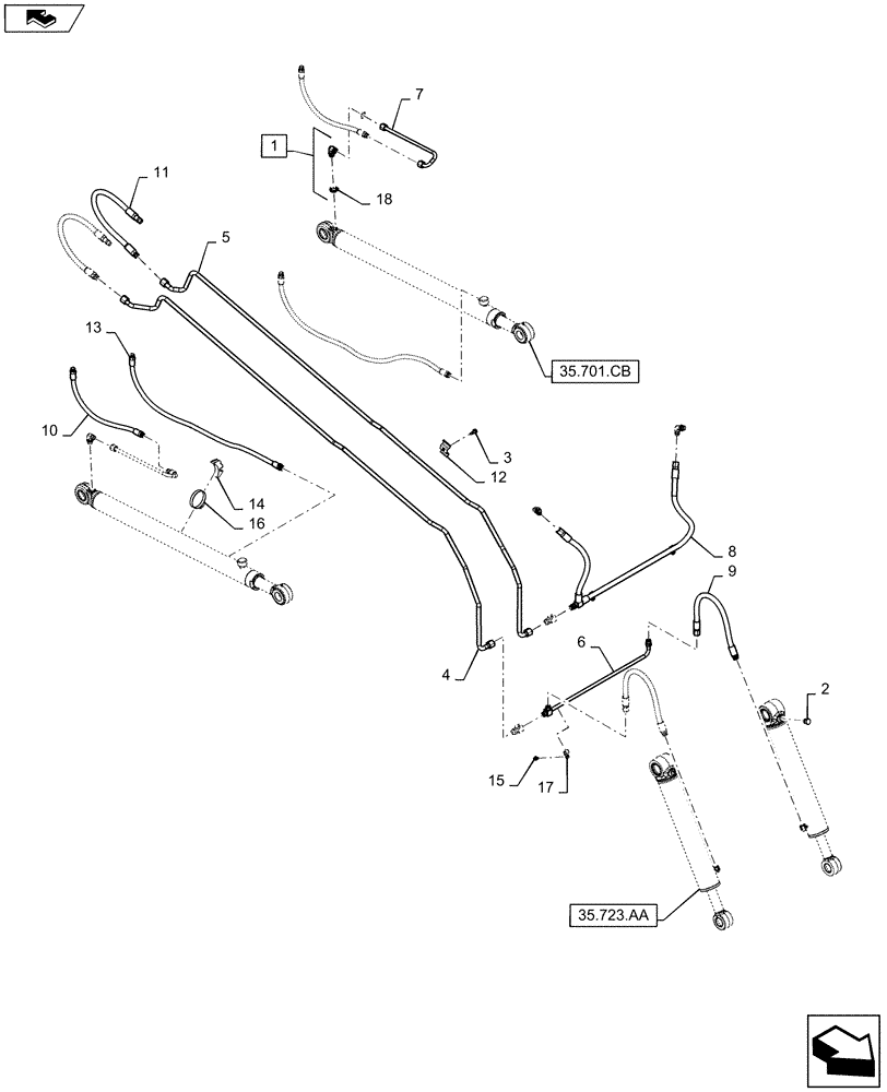 Схема запчастей Case IH SR220 - (35.701.AX[03]) - LOADER ARM LINES (31-JUL-2013 & NEWER) (35) - HYDRAULIC SYSTEMS