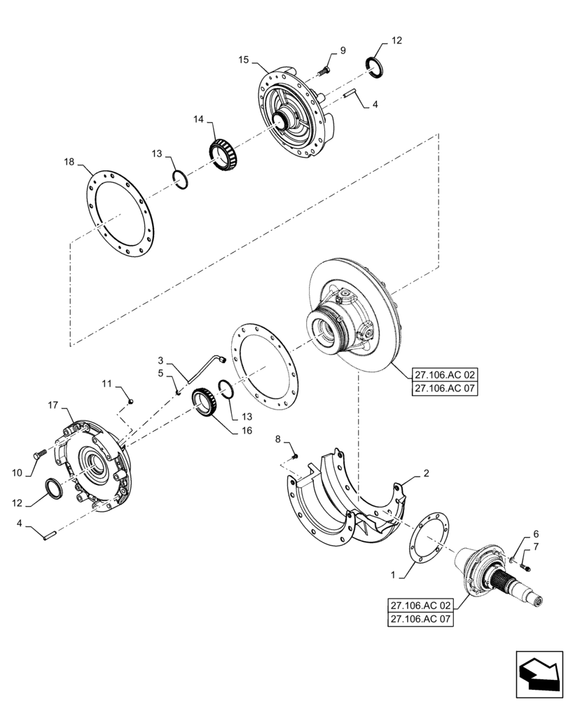 Схема запчастей Case IH MAGNUM 260 - (27.106.AC[01]) - TRANSMISSION DIFFERENTIAL ASSY - 235 - 290 (27) - REAR AXLE SYSTEM