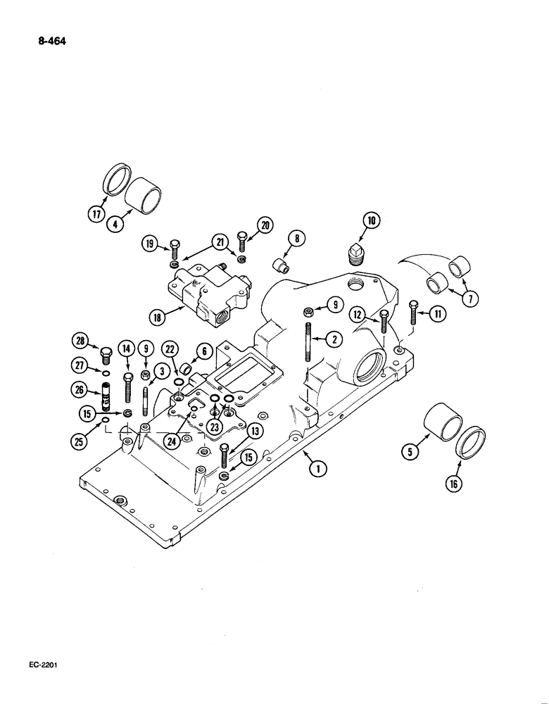 Схема запчастей Case IH 585 - (8-464) - DRAFT CONTROL HYDRAULIC HOUSING (08) - HYDRAULICS