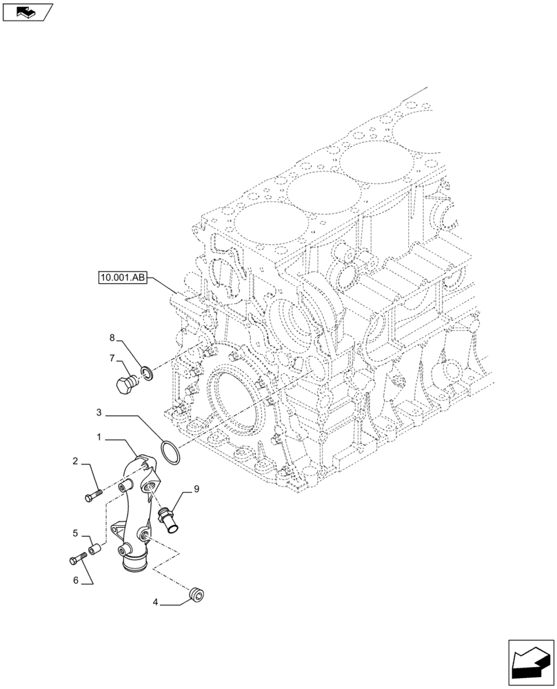 Схема запчастей Case IH F2CFA613A G001 - (10.400.AQ) - WATER PUMP LINE (10) - ENGINE