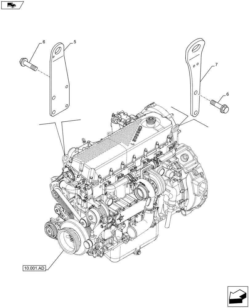 Схема запчастей Case IH F2CFE613A B004 - (10.001.AK) - ENGINE, SUPPORT, MOUNT (10) - ENGINE