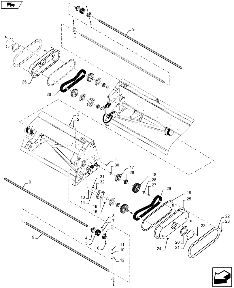 Схема запчастей Case IH 4408-38 - (58.100.AH[01]) - DRIVE, HEADER, ASSY, FRONT (58) - ATTACHMENTS/HEADERS