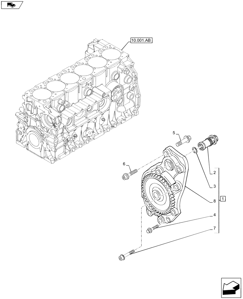 Схема запчастей Case IH F2CFE613A B005 - (10.304.AC) - ENGINE OIL PUMP (10) - ENGINE