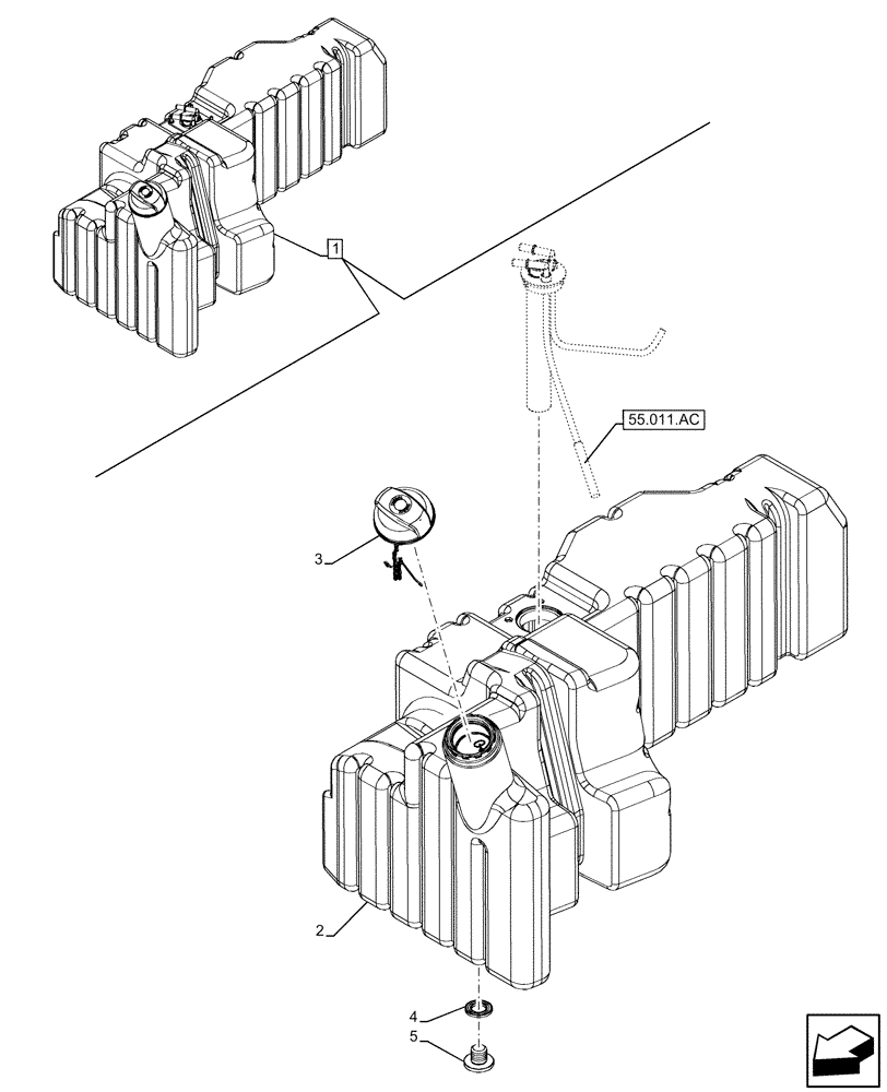 Схема запчастей Case IH FARMALL 65C - (10.216.AI[02]) - VAR - 332136, 390210, 743543, 744574 - FUEL TANK, COMPONENT (10) - ENGINE