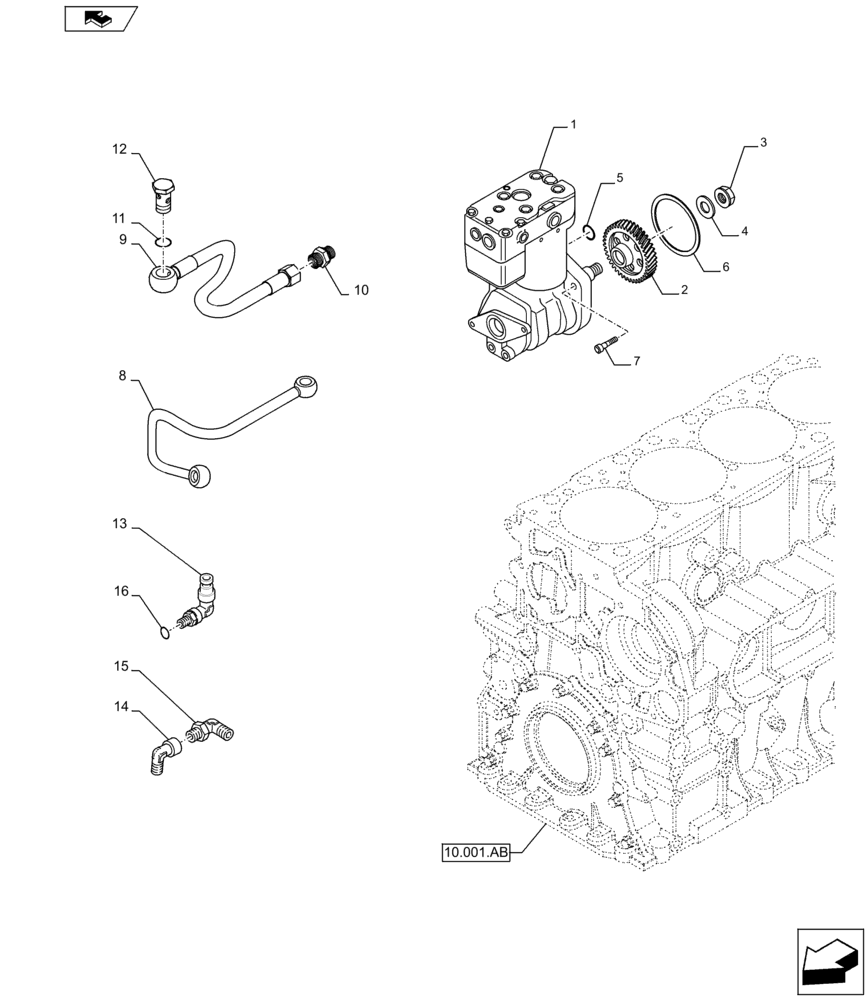 Схема запчастей Case IH F2CFE614A B001 - (10.450.AA[01]) - AIR COMPRESSOR (10) - ENGINE