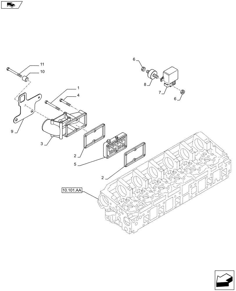 Схема запчастей Case IH F2CFE613A B005 - (10.254.AM) - INLET MANIFOLD (10) - ENGINE