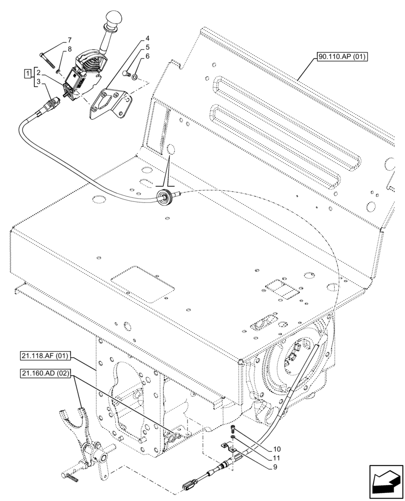 Схема запчастей Case IH FARMALL 65C - (21.160.AI[02]) - VAR - 332079, 334174, 334175, 334176, 744576 - CREEPER, CONTROLS (12X12), W/O CAB (21) - TRANSMISSION