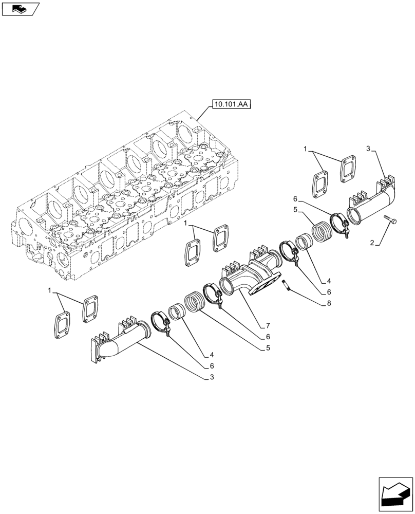 Схема запчастей Case IH F2CFA613A G001 - (10.254.AC) - EXHAUST MANIFOLD (10) - ENGINE