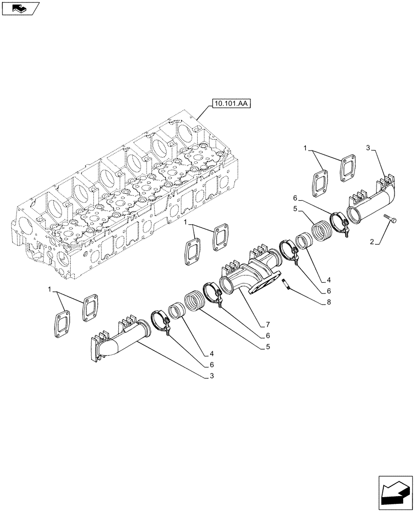 Схема запчастей Case IH F2CFA613C G001 - (10.254.AC) - EXHAUST MANIFOLD (10) - ENGINE