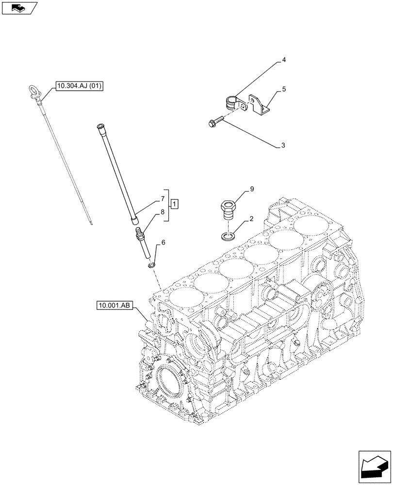 Схема запчастей Case IH F2CFA613C G001 - (10.304.AJ[02]) - ENGINE OIL, DIPSTICK (10) - ENGINE