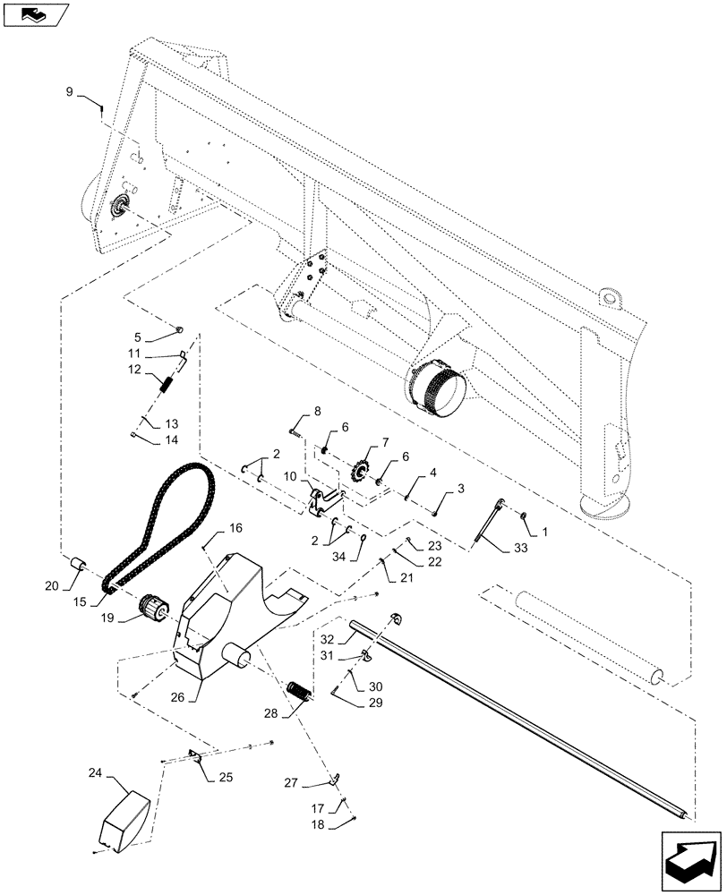 Схема запчастей Case IH 4408-36 - (58.100.AH[03]) - DRIVE, HEADER, ASSY, REAR LH (58) - ATTACHMENTS/HEADERS