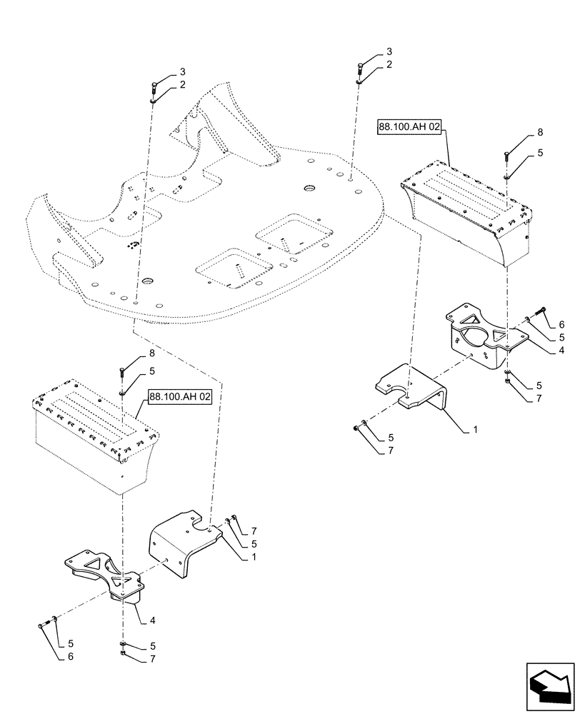 Схема запчастей Case IH QUADTRAC 470 - (88.100.AH[01]) - TOOL BOX MOUNTING (88) - ACCESSORIES