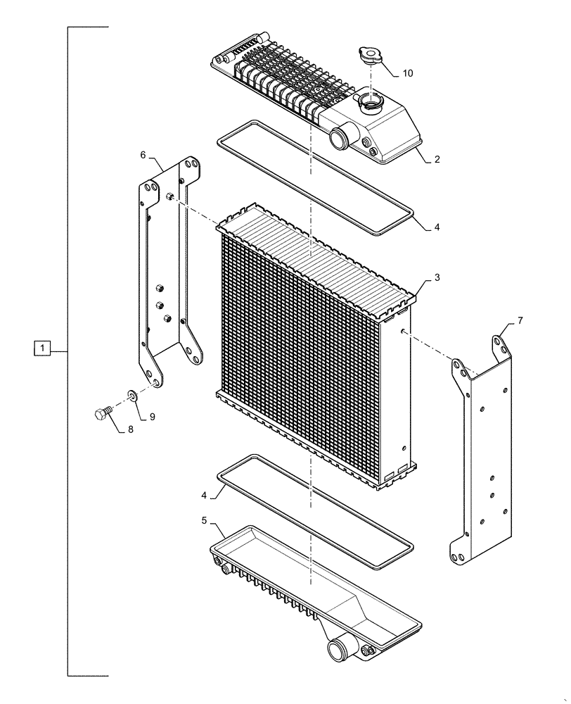 Схема запчастей Case IH RP85 - (10.400.BE) - RADIATOR, ASSY (10) - ENGINE