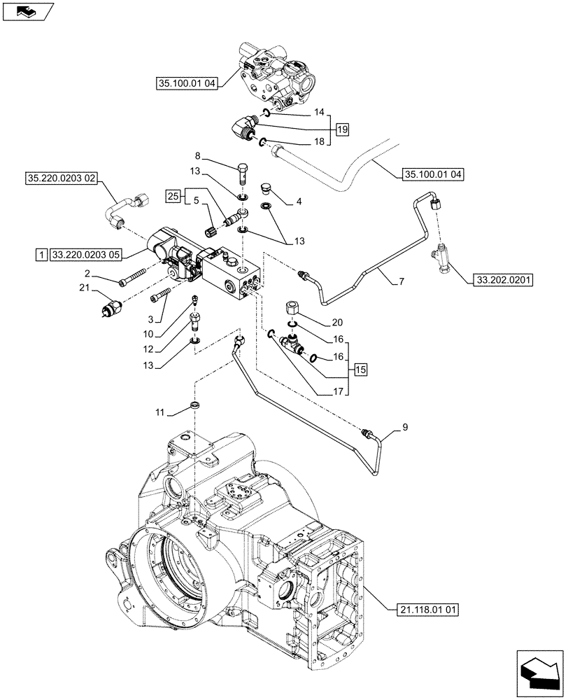 Схема запчастей Case IH PUMA 170 - (33.220.0203[01]) - ABS SYSTEM - HYDRAULIC TRAILER BRAKE (ITALY) - BRAKING SYSTEM (VAR.743980 / 720418) (33) - BRAKES & CONTROLS