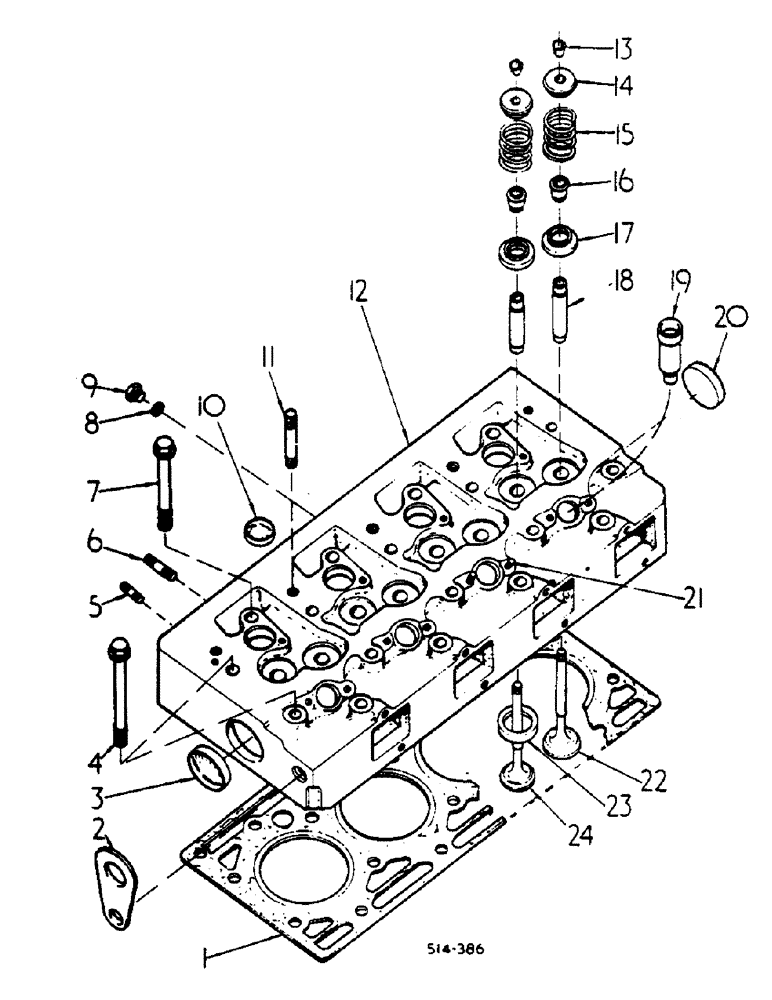 Схема запчастей Case IH HYDRO 84 - (12-35) - POWER, CYLINDER HEAD, VALVES AND STUDS Power