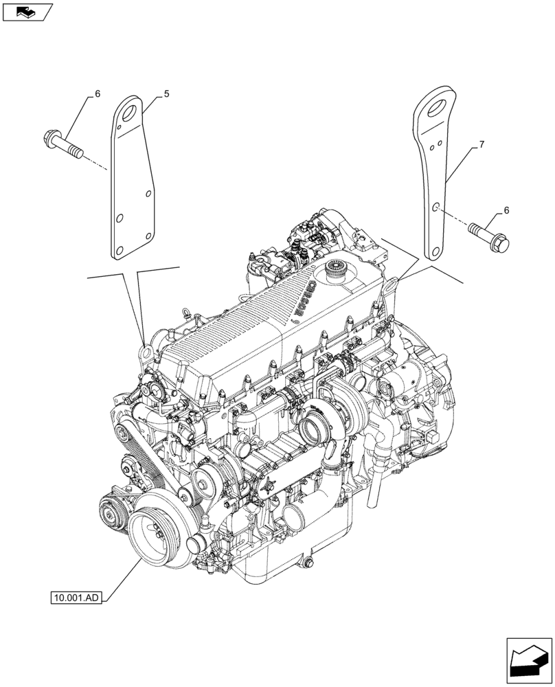 Схема запчастей Case IH F2CFA613B G001 - (10.001.AK) - ENGINE, SUPPORT, MOUNT (10) - ENGINE