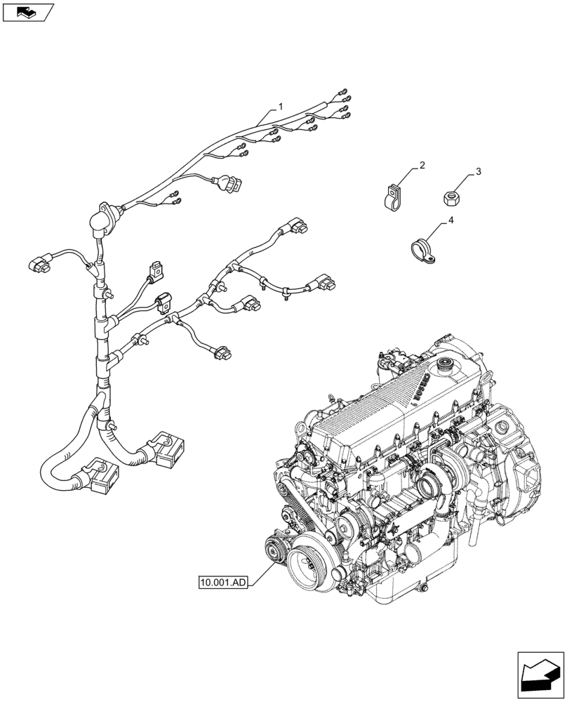 Схема запчастей Case IH F2CFE613A B005 - (55.010.AA) - ENGINE, CABLE (55) - ELECTRICAL SYSTEMS