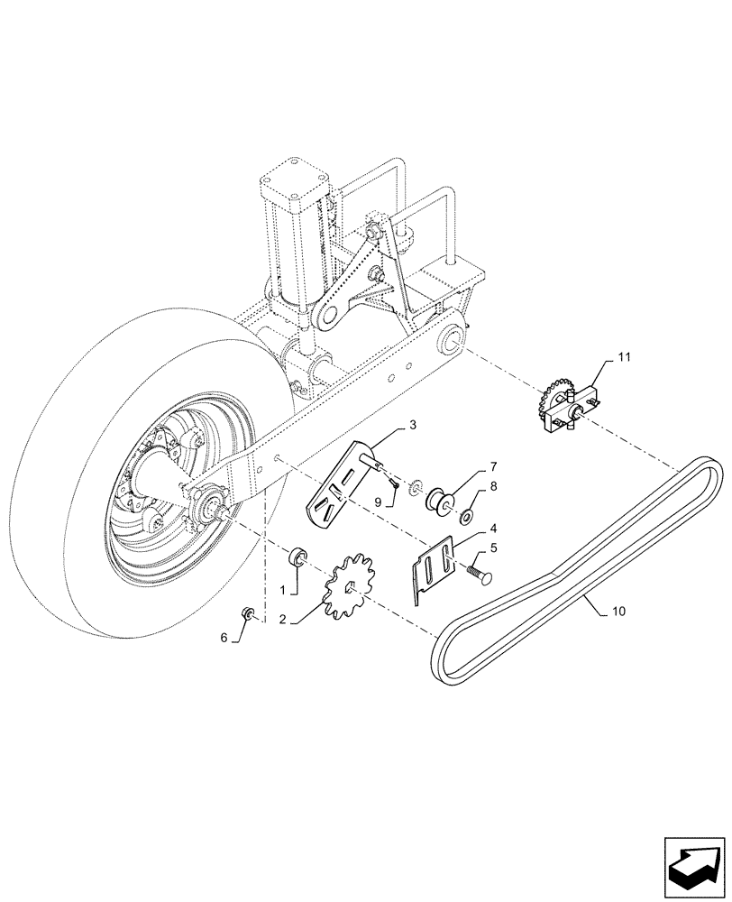 Схема запчастей Case IH 1225 EARLY RISER - (61.901.AG[04]) - METER DRIVE WHEEL MOUNT LEFT (61) - METERING SYSTEM