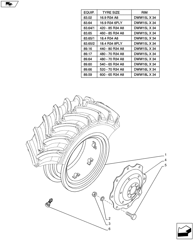 Схема запчастей Case IH FARMALL 105U - (44.520.AB[03]) - WHEEL - REAR - END S/N ZCJR23172 (44) - WHEELS