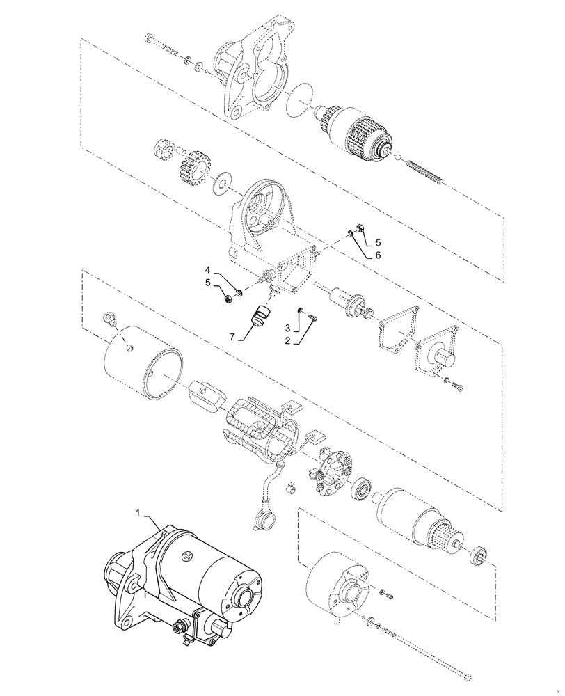 Схема запчастей Case IH RP65 - (55.201.AE) - STARTER ASSEMBLY - 86982709R (55) - ELECTRICAL SYSTEMS