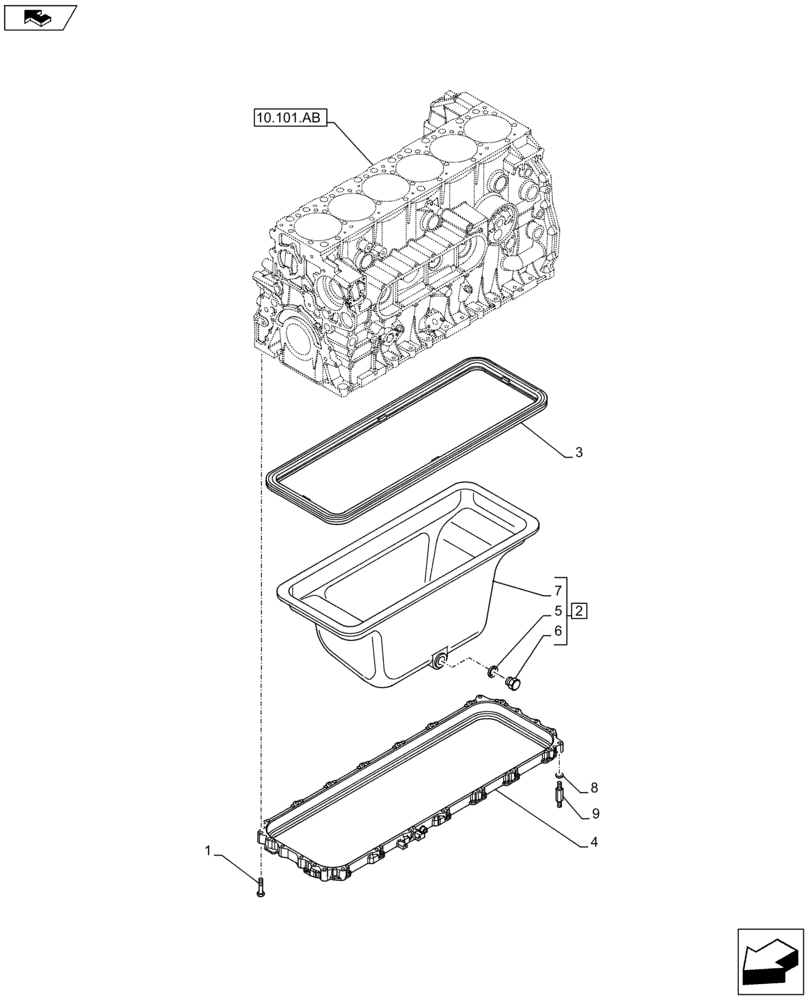 Схема запчастей Case IH F2CFA613B G001 - (10.102.AP) - ENGINE OIL PAN (10) - ENGINE