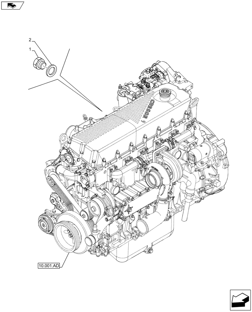 Схема запчастей Case IH F2CFA613A G001 - (10.408.AB) - OIL COOLER, RETURN LINE (10) - ENGINE