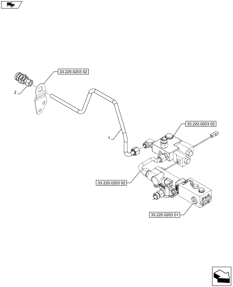 Схема запчастей Case IH PUMA 170 - (33.220.0203[03]) - ABS SYSTEM - HYDRAULIC TRAILER BRAKE (ITALY) - BRAKING SYSTEM (VAR.743980 / 720418) (33) - BRAKES & CONTROLS