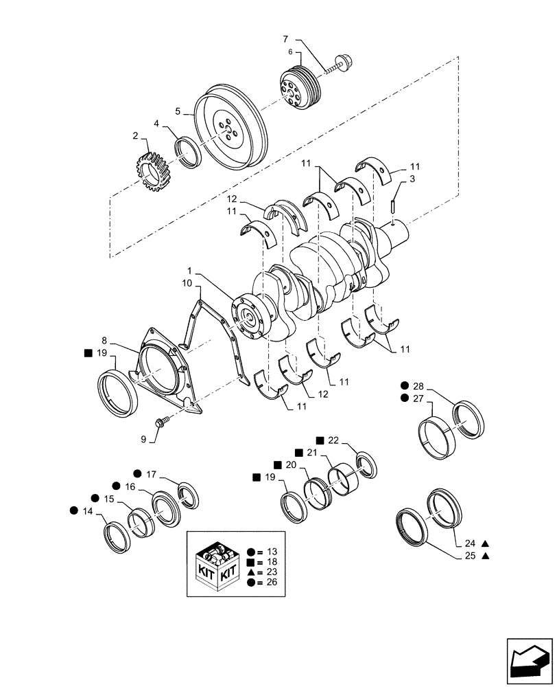 Схема запчастей Case IH RP110 - (10.103.AA) - CRANKSHAFT (10) - ENGINE