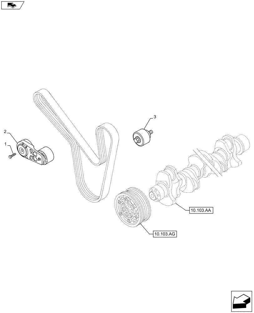 Схема запчастей Case IH F2CFA613C G001 - (10.414.AE) - BELT TENSIONER (10) - ENGINE