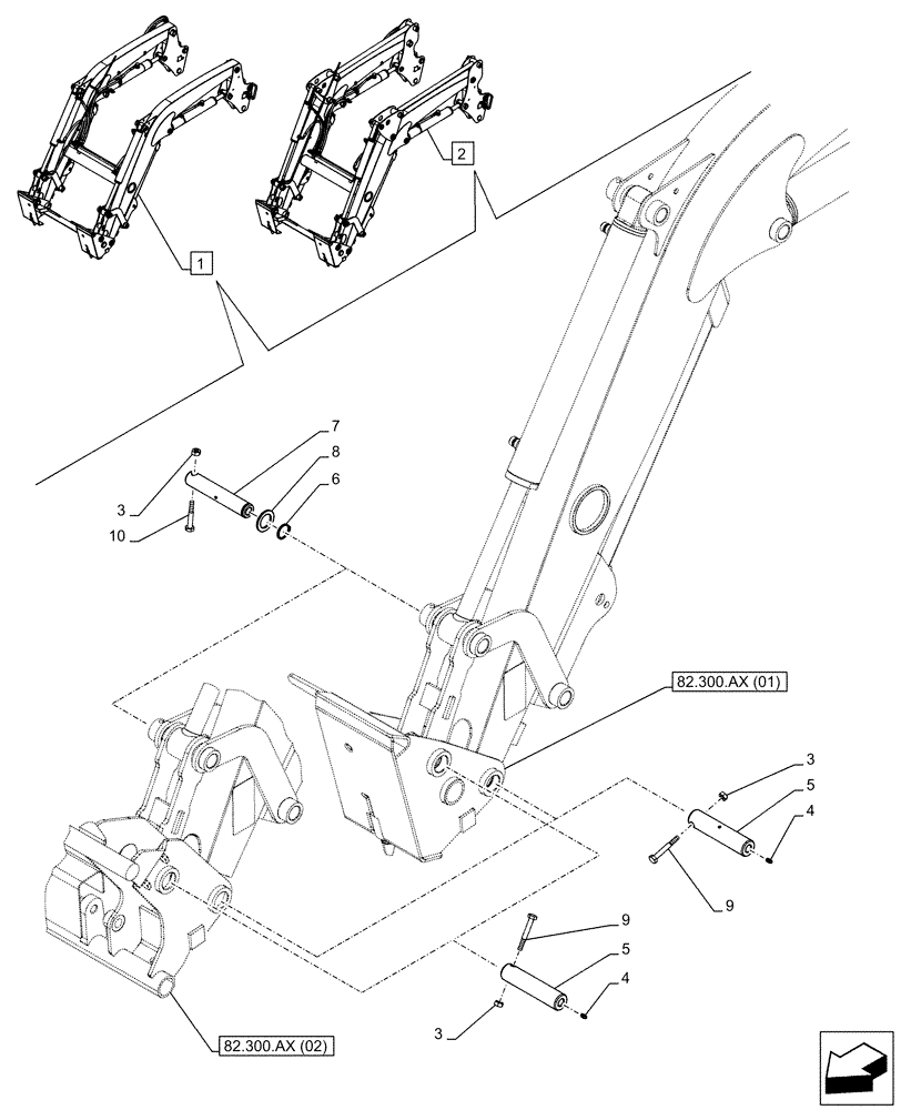 Схема запчастей Case IH FARMALL 65C - (82.300.AY[01]) - VAR - 333489, 334489, 335489, 339489, 336732, 336734, 336736, 336914 - LOADER BUCKET, PIN (82) - FRONT LOADER & BUCKET