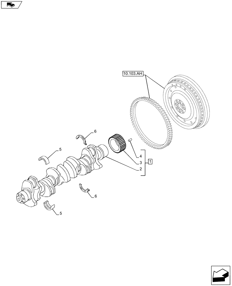 Схема запчастей Case IH F2CFE613A B004 - (10.103.AA) - CRANKSHAFT (10) - ENGINE