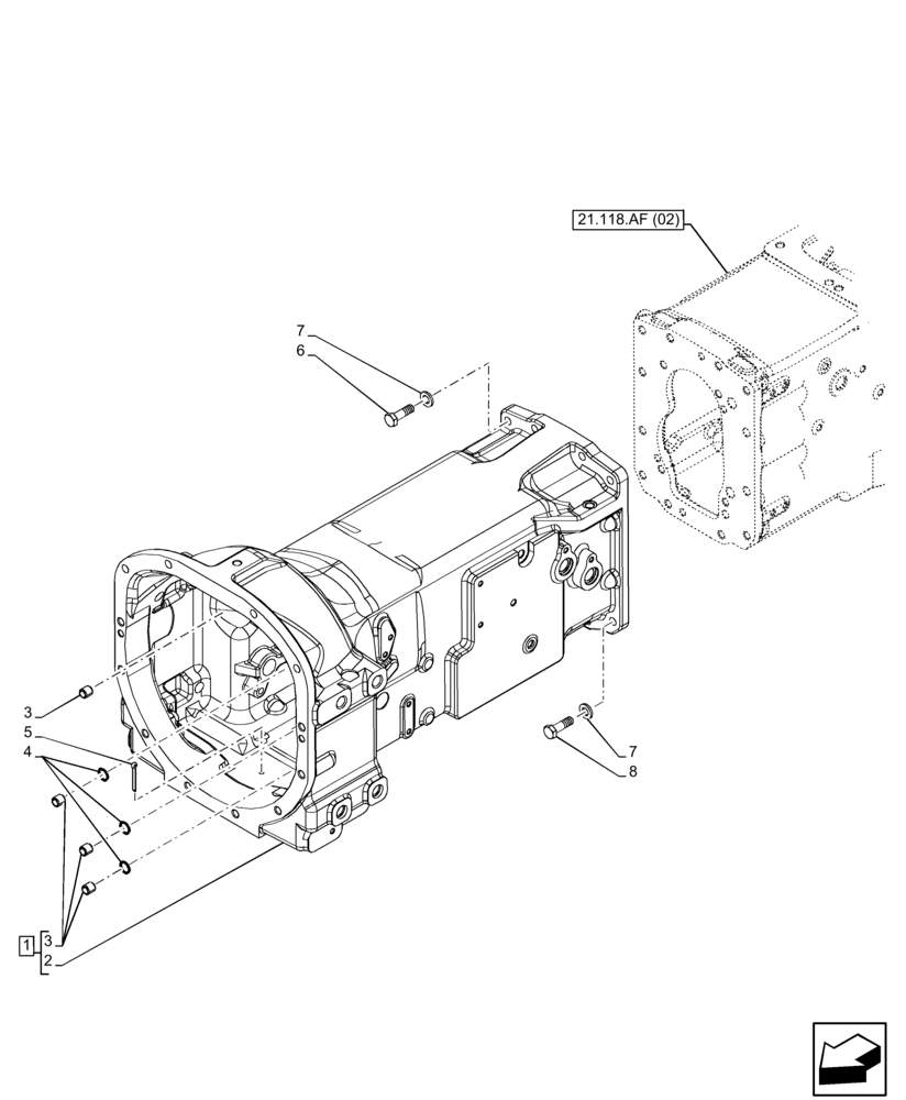 Схема запчастей Case IH FARMALL 75C - (21.120.AB[02]) - GEARBOX - POWER SHUTTLE (21) - TRANSMISSION