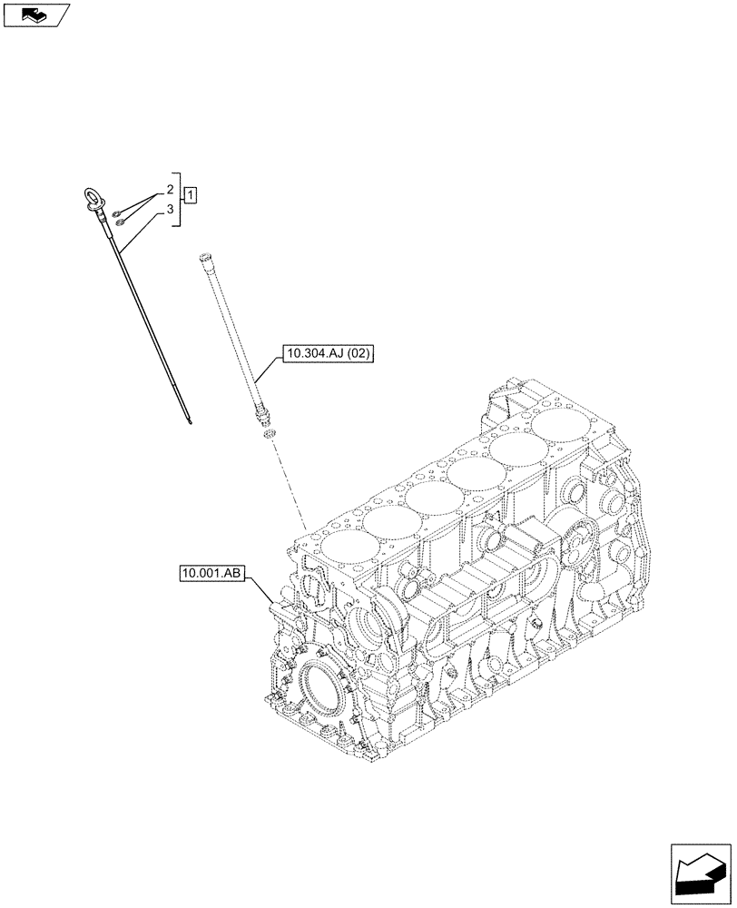 Схема запчастей Case IH F2CFE613A B005 - (10.304.AJ[01]) - ENGINE OIL, DIPSTICK (10) - ENGINE