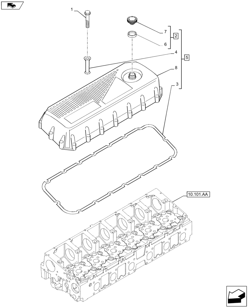 Схема запчастей Case IH F2CFA613B G001 - (10.101.AB) - CYLINDER HEAD, COVER (10) - ENGINE