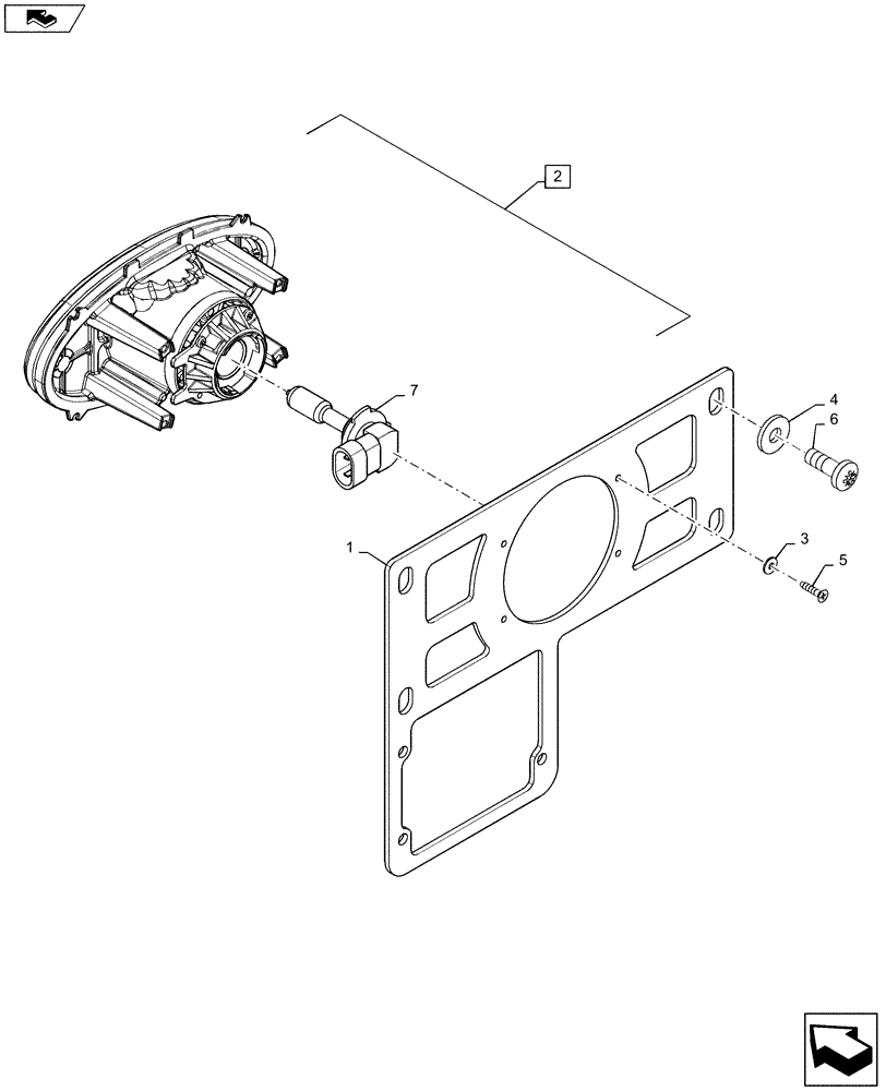 Схема запчастей Case IH 2240 - (55.404.AQ[03]) - CENTER HALOGEN WORK LAMP (55) - ELECTRICAL SYSTEMS