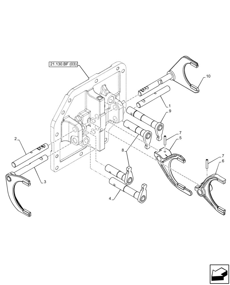 Схема запчастей Case IH FARMALL 75C - (21.130.AZ[05]) - VAR - 330272, 330276, 332079, 334176, 743546, 744576 - TRANSMISSION, CONTROLS, ROD & FORKS, CAB (12X12) (21) - TRANSMISSION