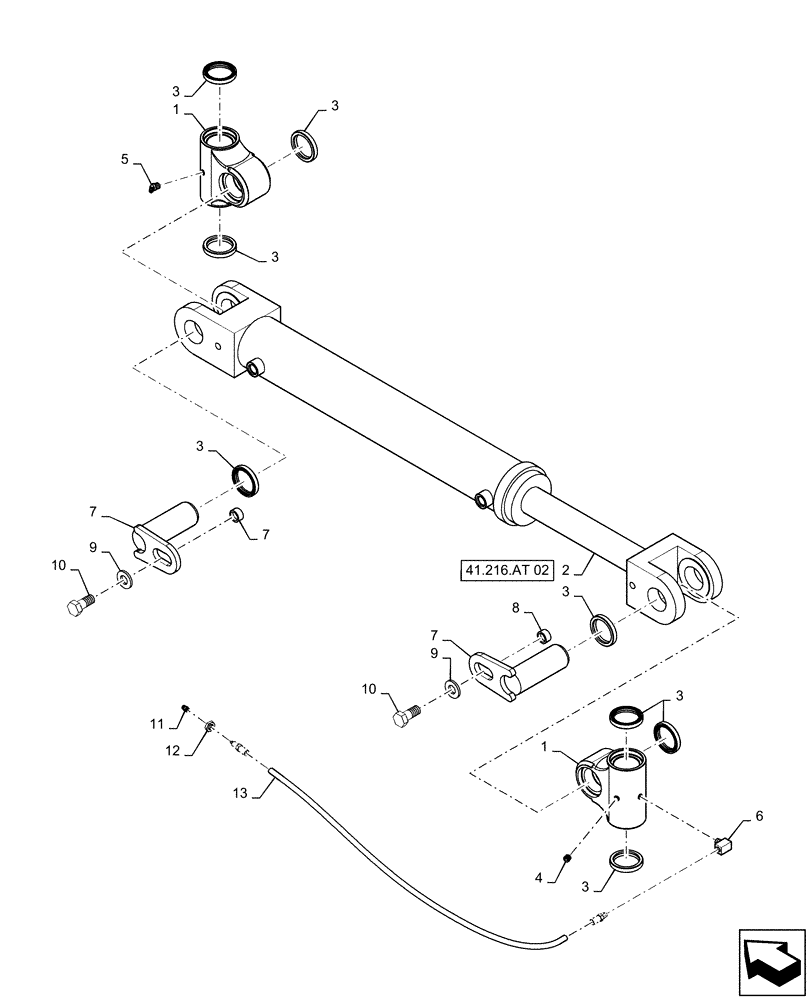 Схема запчастей Case IH QUADTRAC 470 - (41.216.AT[01]) - ARTICULATION CYLINDER MOUNTING, 450, 470, 500, 540 (41) - STEERING