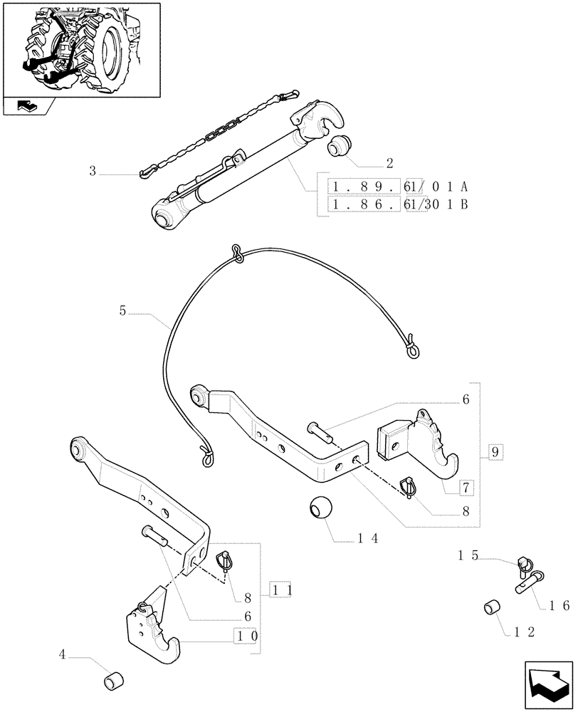 Схема запчастей Case IH FARMALL 95N - (1.89.6/01) - THREE POINT HITCH WITH QUICK ATTACH (VAR.331904-333904 / 743534; VAR.334904) (09) - IMPLEMENT LIFT