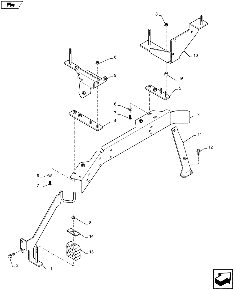 Схема запчастей Case IH MAGNUM 260 - (31.142.AF[05]) - FPTO, BRACKET ASSEMBLY & HITCH TUBE MOUNTING (31) - IMPLEMENT POWER TAKE OFF