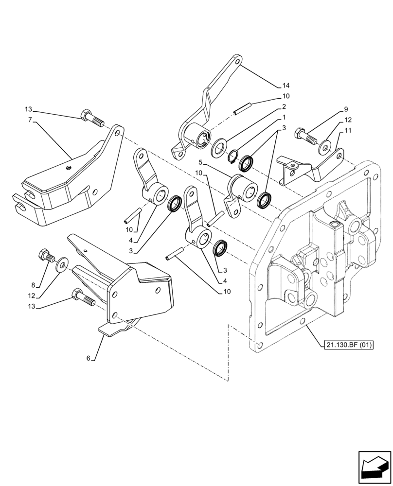 Схема запчастей Case IH FARMALL 65C - (21.130.AZ[02]) - VAR - 330274, 334174, 334175, 390067 - TRANSMISSION, CONTROLS, LEVER, CAB (21) - TRANSMISSION